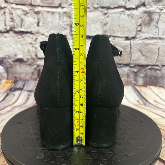 Madden Girl Solid Black Open Toe Adjustable Ankle Strap Block High Heels 6 M - Picture 3 of 9